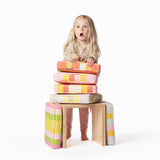Child’s stool shown with Small Stripes cushions.